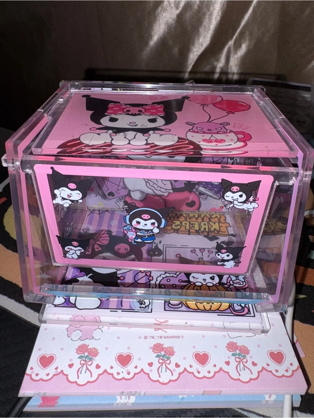 Kuromi‎ Pink Acrylic Jewelry Box/stationary box